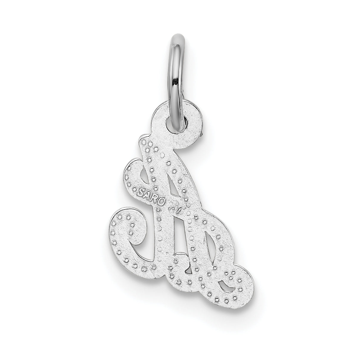 14KW White Gold Casted Script Letter A Initial Charm