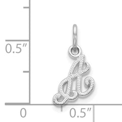 14KW White Gold Casted Script Letter A Initial Charm