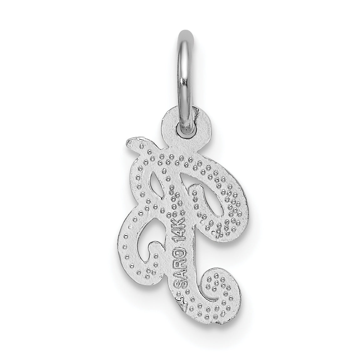 14KW White Gold Casted Script Letter B Initial Charm