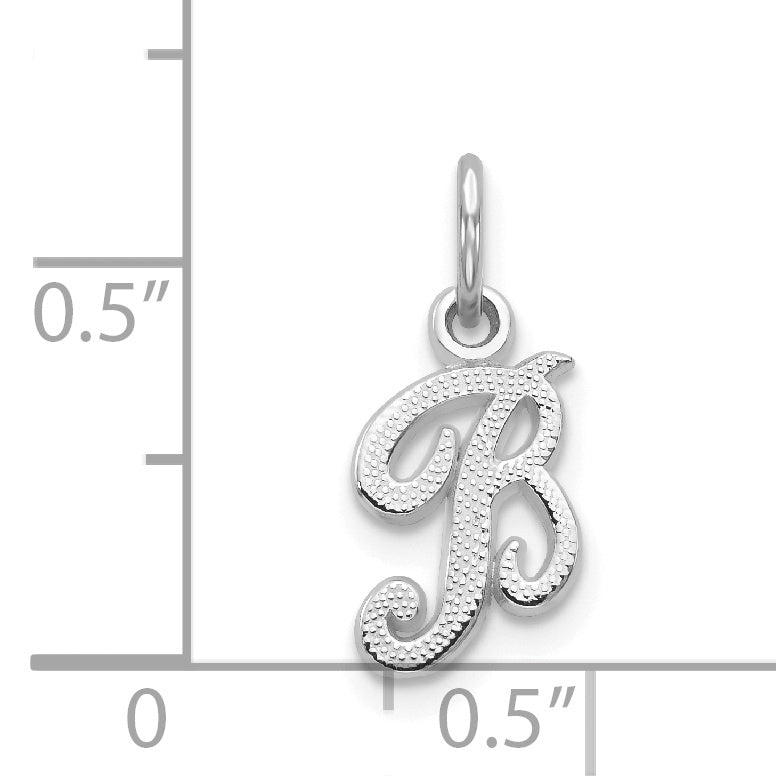 14KW White Gold Casted Script Letter B Initial Charm