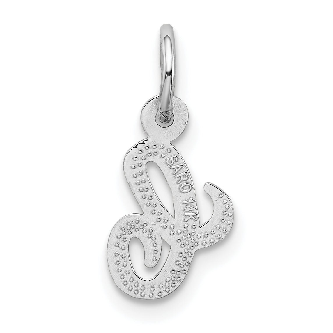 14KW White Gold Casted Script Letter C Initial Charm