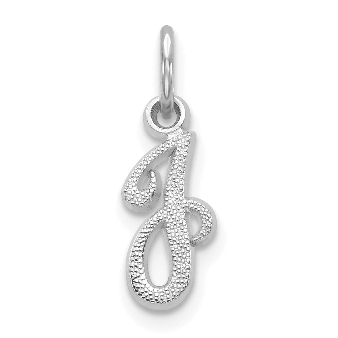 14KW White Gold Casted Script Letter J Initial Charm