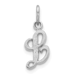 14KW White Gold Casted Script Letter L Initial Charm