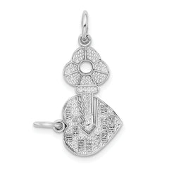 14K White Gold Key and Heart Break-apart Charm