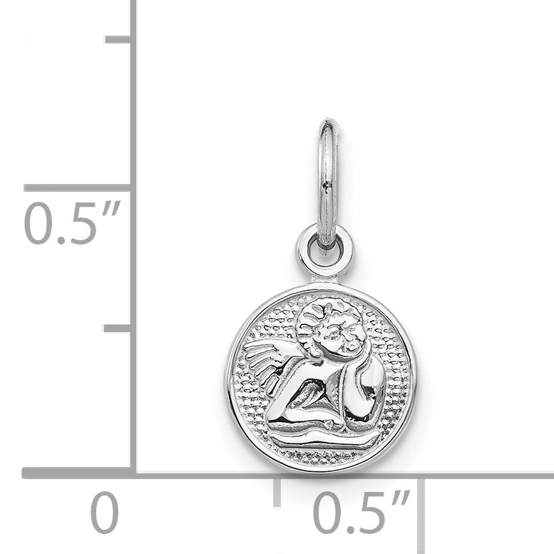 14K White Gold Small Polished Angel Charm