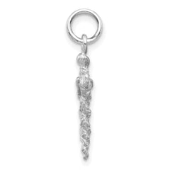 14K White Gold 3-D Caduceus Charm