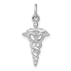 14K White Gold 3-D Caduceus Charm