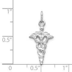 14K White Gold 3-D Caduceus Charm