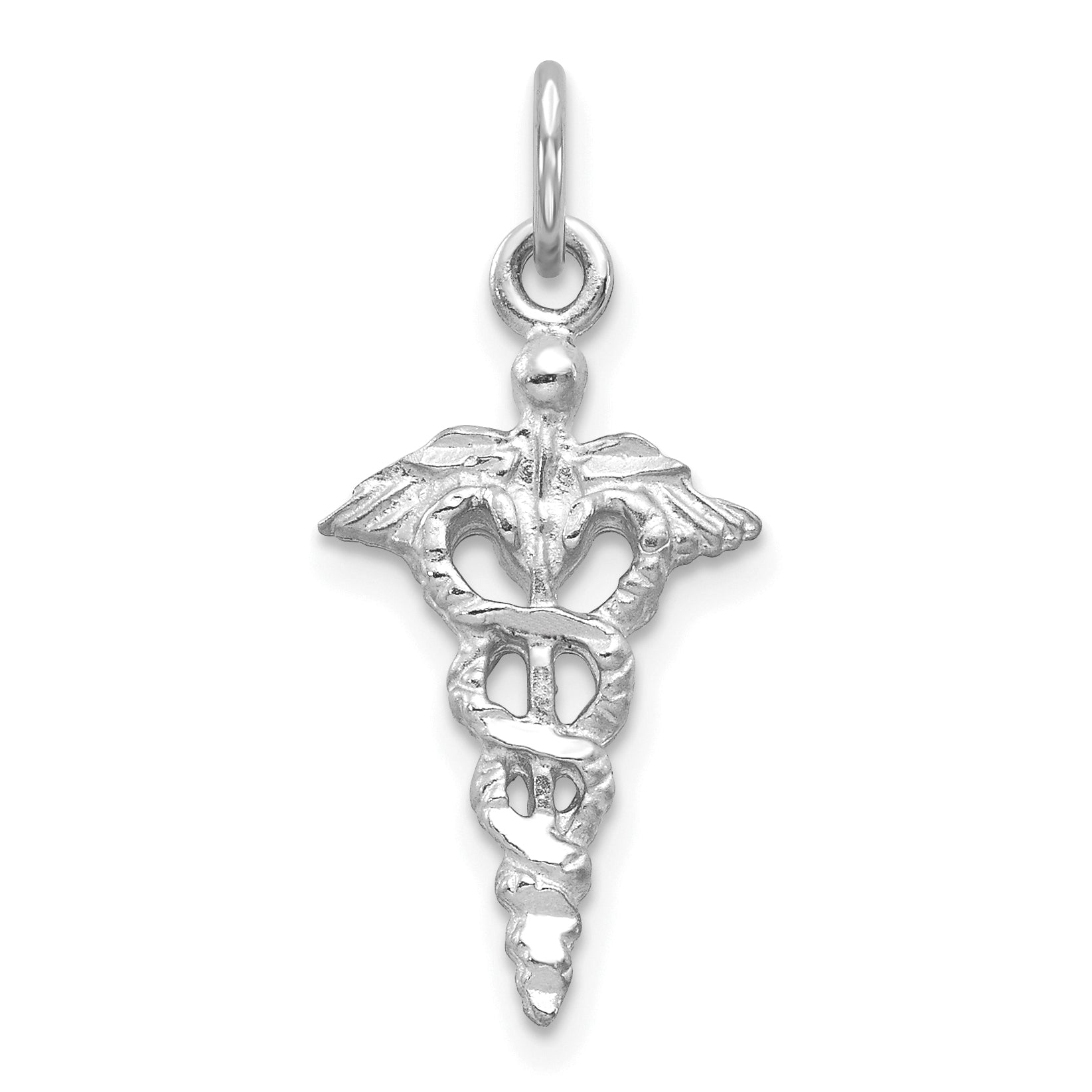 14k White Gold 3-D Caduceus Charm