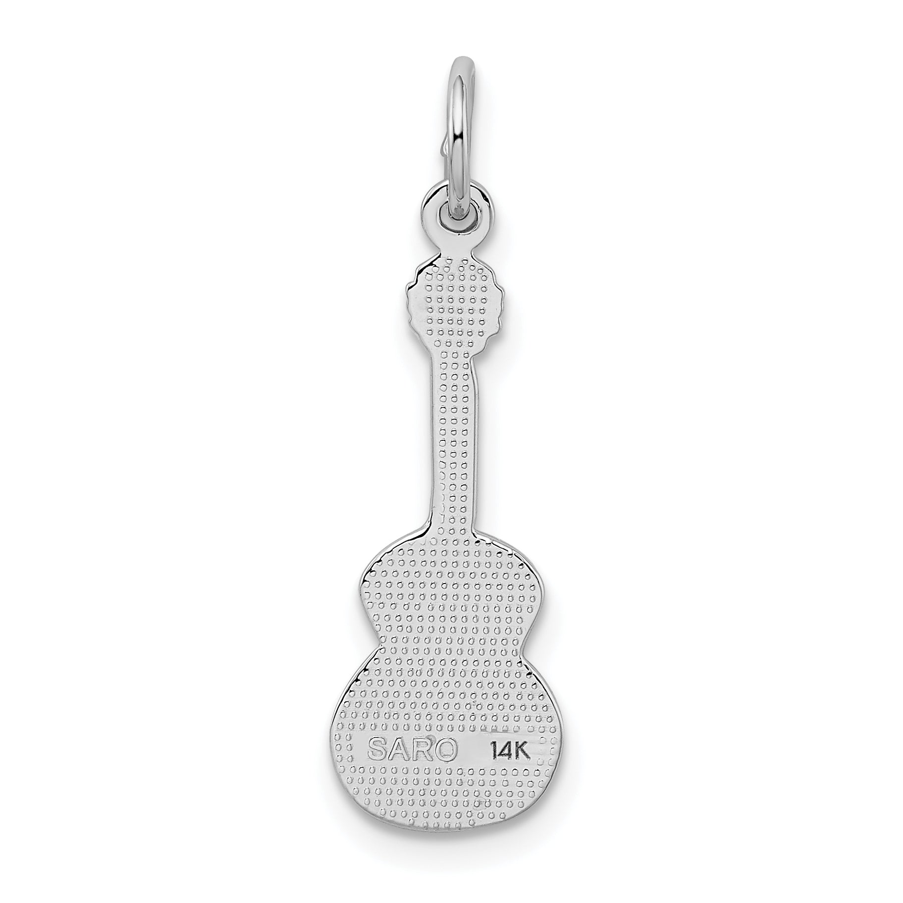 14K White Gold Guitar Charm