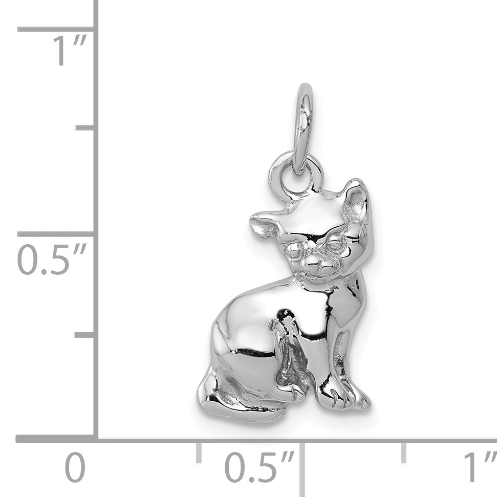 14K White Gold Cat Charm