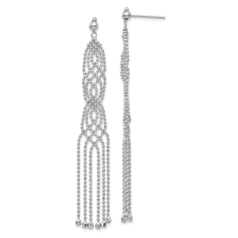 14K White Gold Bead Chain Earrings