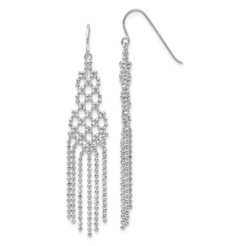 14K White Gold Beaded Earrings