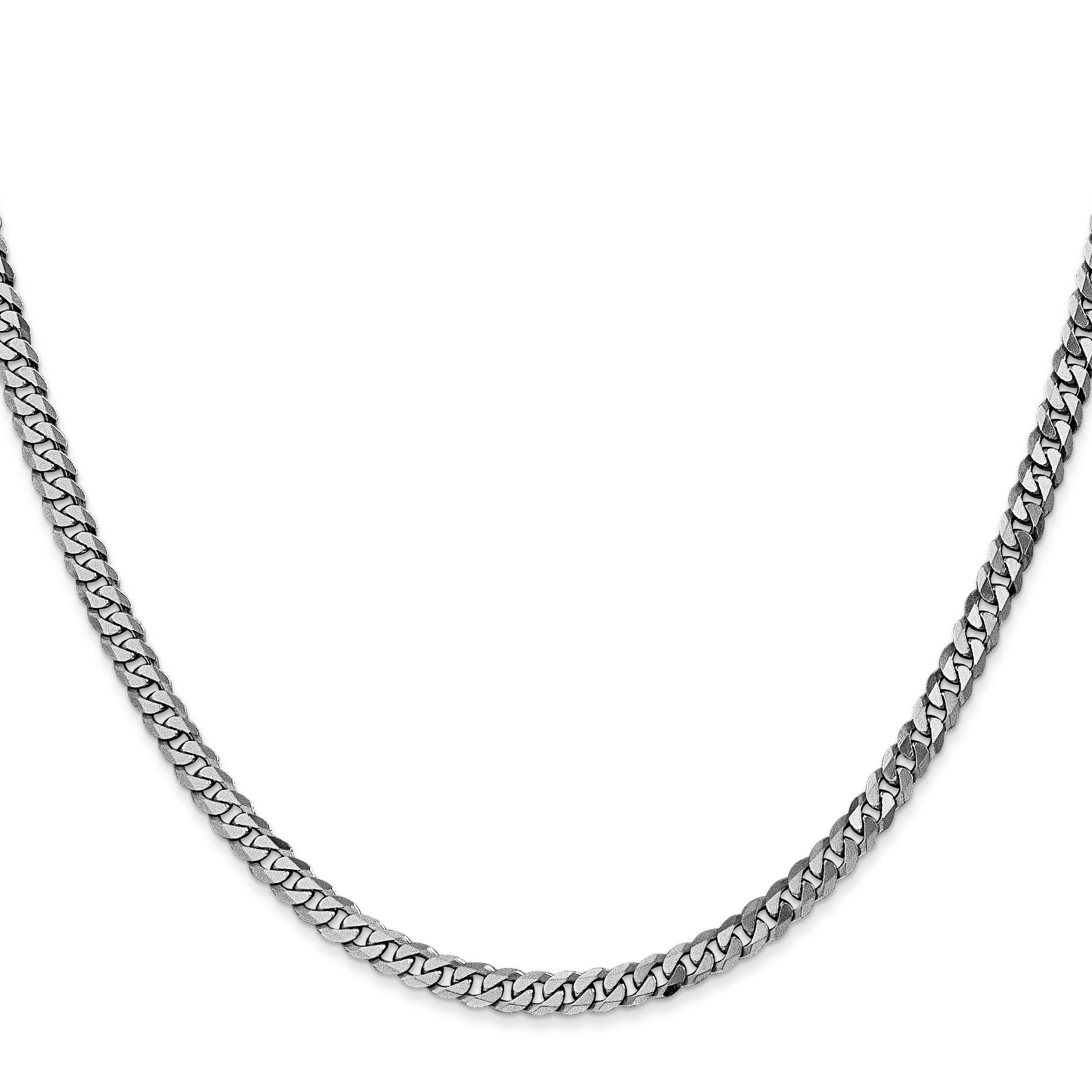 14K White Gold 16 inch 3.9mm Flat Beveled Curb with Lobster Clasp Chain