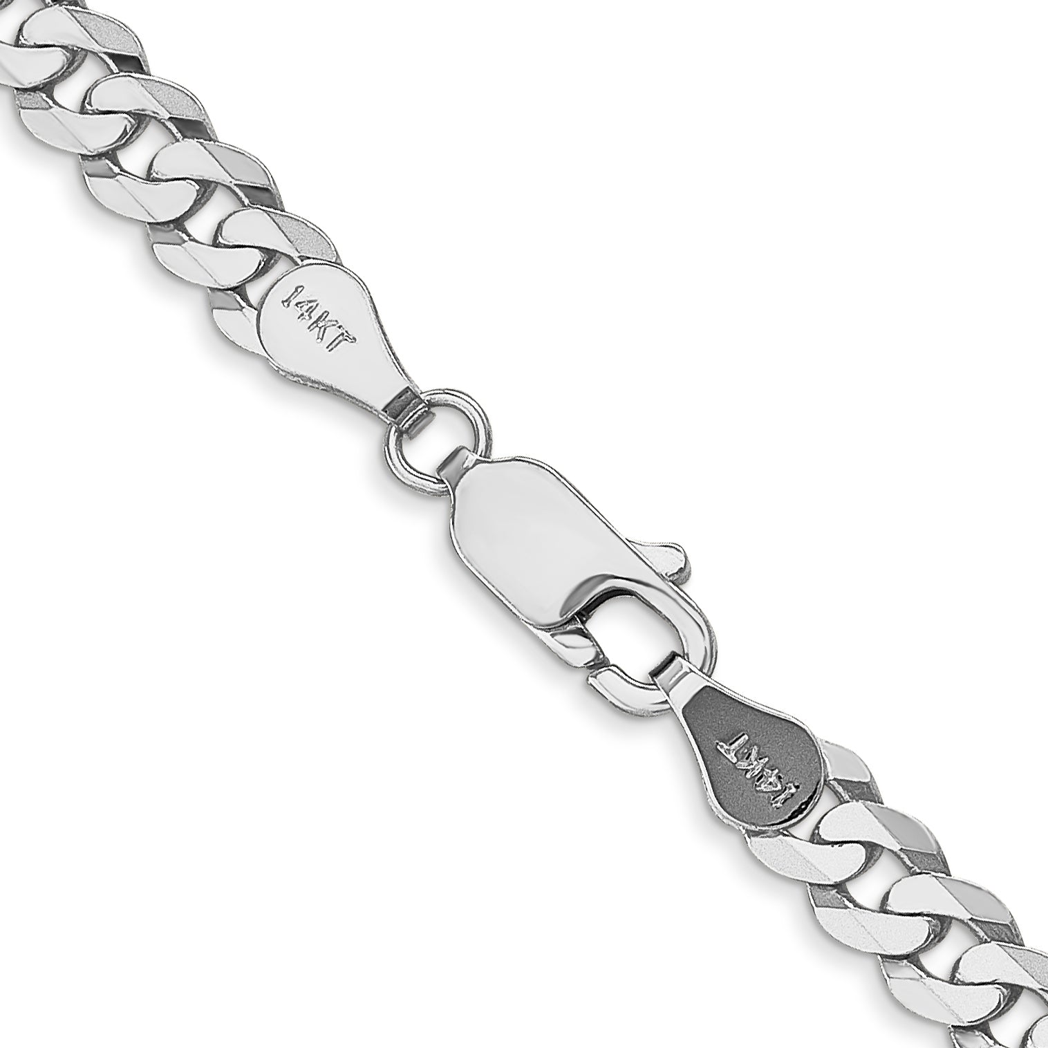 14K White Gold 18 inch 4.75mm Flat Beveled Curb with Lobster Clasp Chain