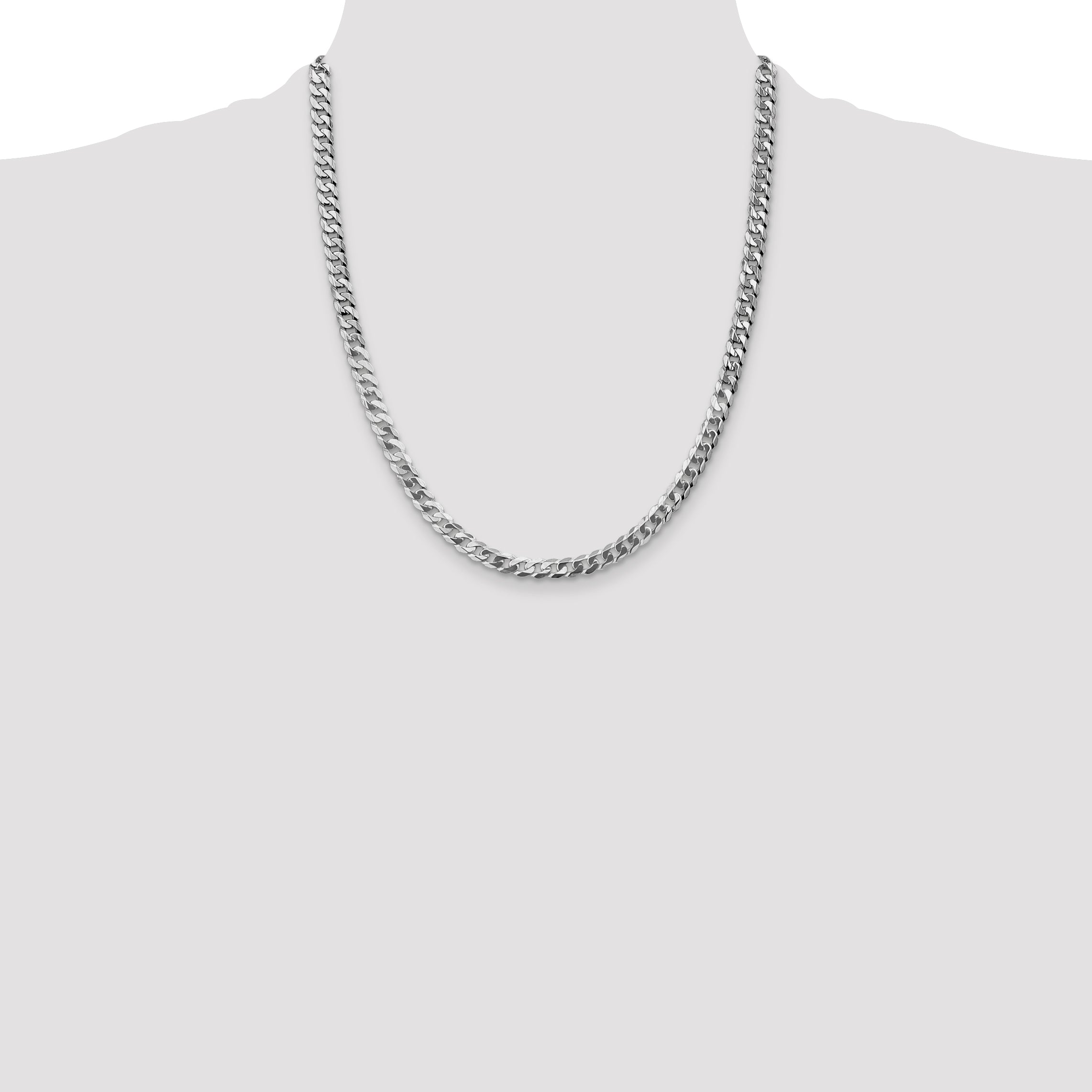 14K White Gold 18 inch 4.75mm Flat Beveled Curb with Lobster Clasp Chain