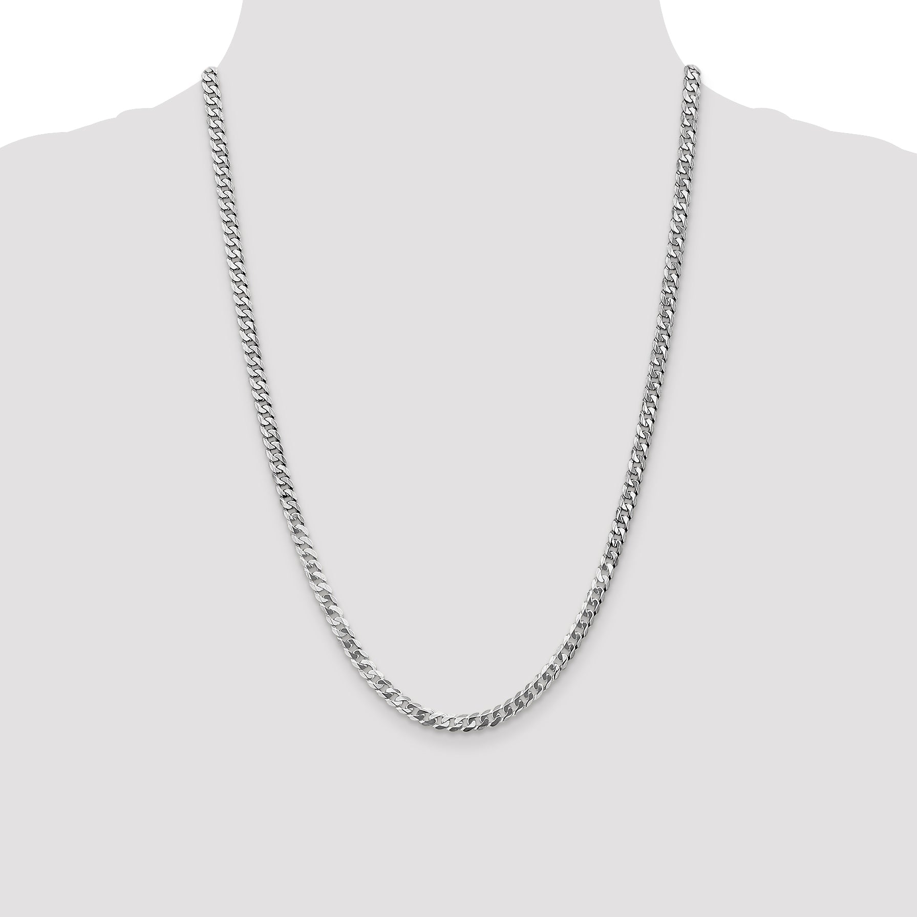 14K White Gold 18 inch 4.75mm Flat Beveled Curb with Lobster Clasp Chain