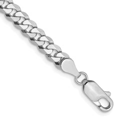 14K White Gold 8 inch 4.75mm Flat Beveled Curb with Lobster Clasp Bracelet