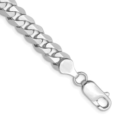 14K White Gold 9 inch 7.25mm Flat Beveled Curb with Lobster Clasp Chain