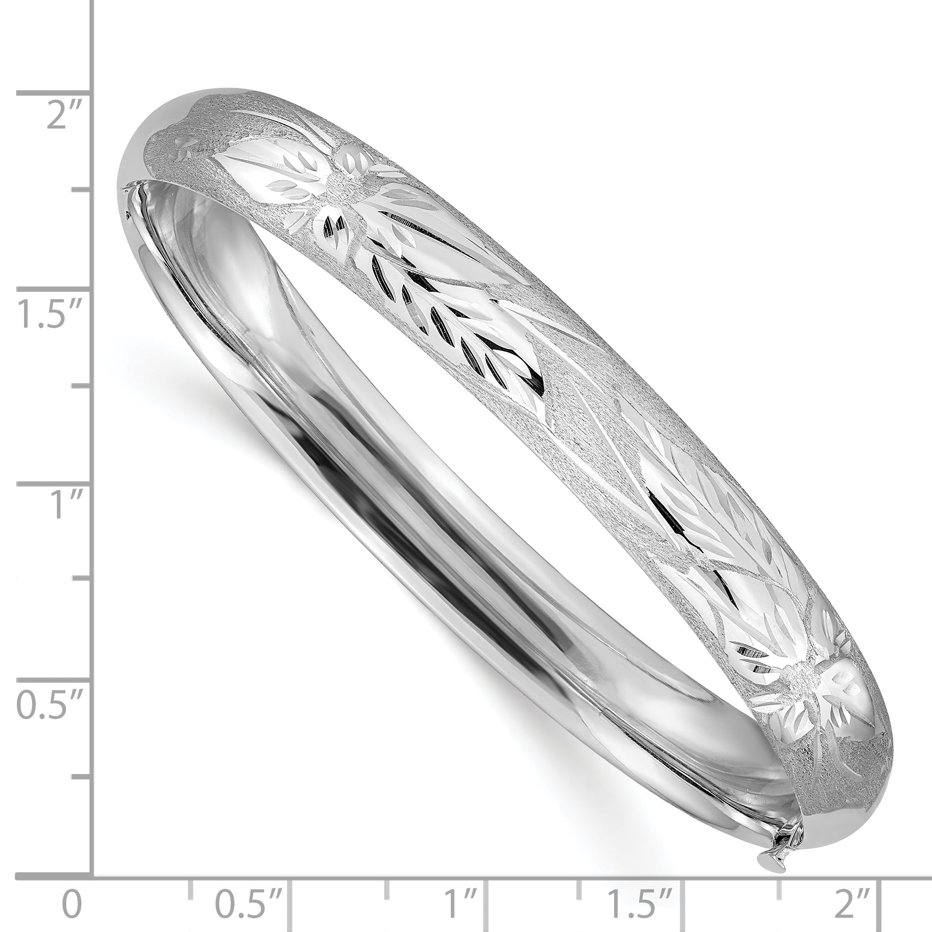 14k 5/16 White Gold Florentine Engraved Hinged Bangle