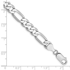 14K White Gold 8 inch 7mm Flat Figaro with Lobster Clasp Bracelet