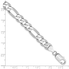 14K White Gold 8 inch 7.5mm Flat Figaro with Lobster Clasp Bracelet