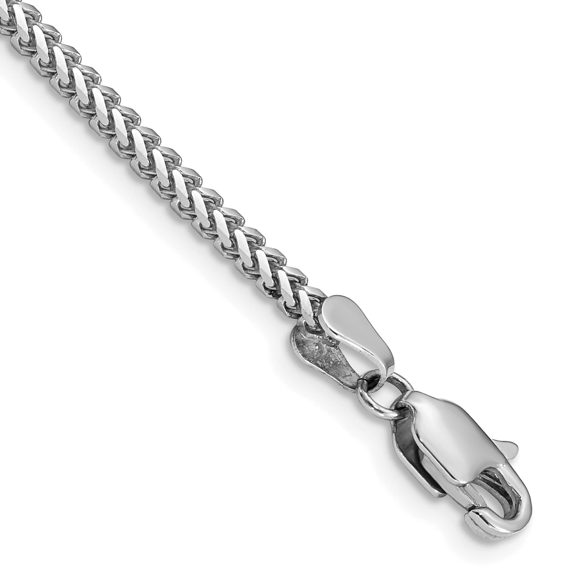 14K White Gold 8 inch 2mm Franco with Lobster Clasp Bracelet