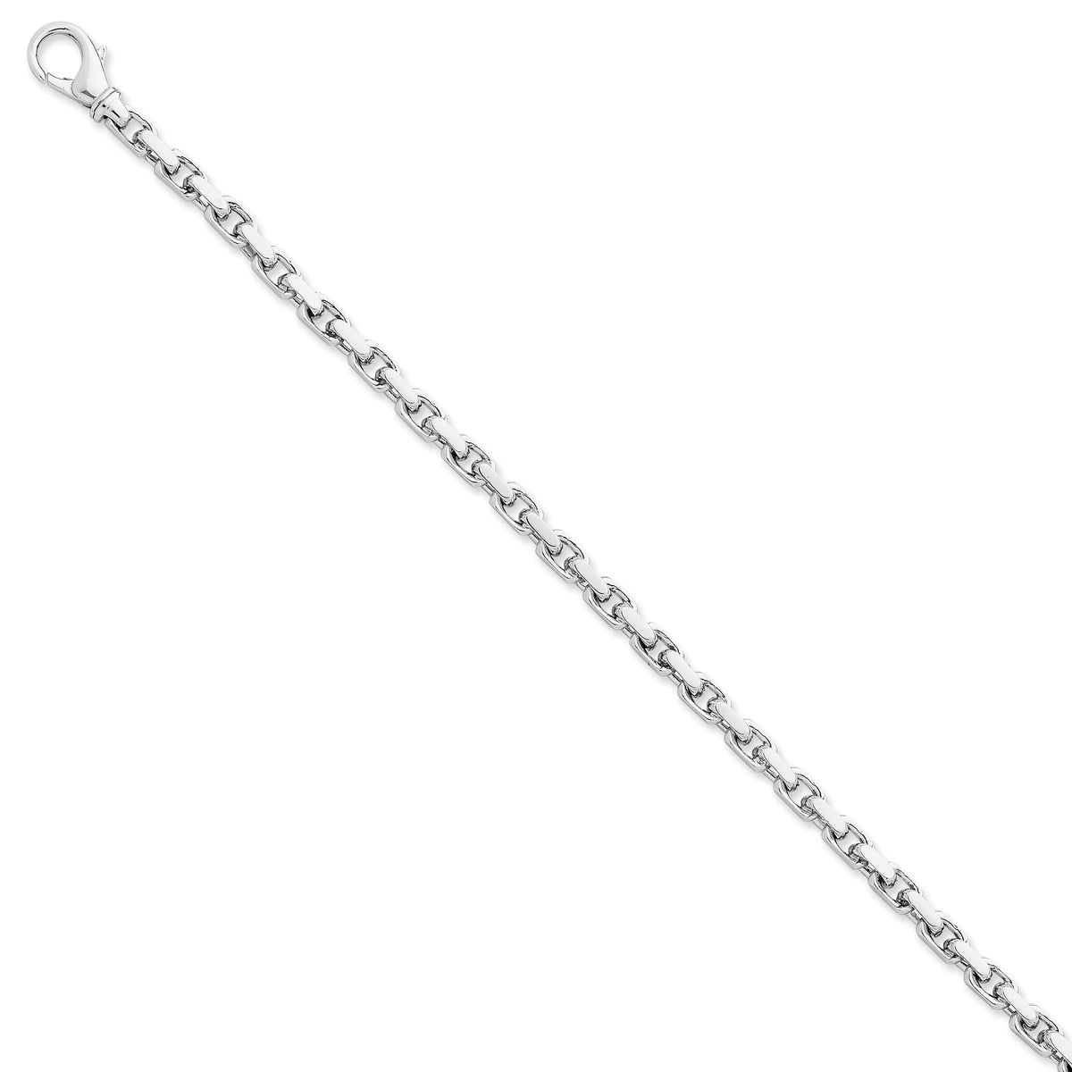 14K White Gold 4.6mm Hand-polished Link Bracelet