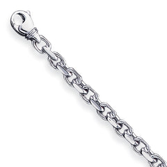 14K White Gold 4.6mm Hand-polished Link Bracelet