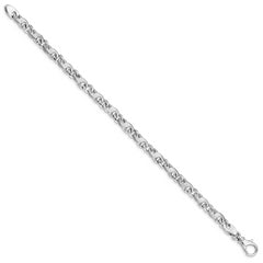 14K White Gold 7 inch 5.4mm Hand Polished and Satin Fancy S-Link with Fancy Lobster Clasp Bracelet