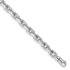 14K White Gold 8.5 inch 5.4mm Hand Polished Fancy Link with Lobster Clasp Bracelet