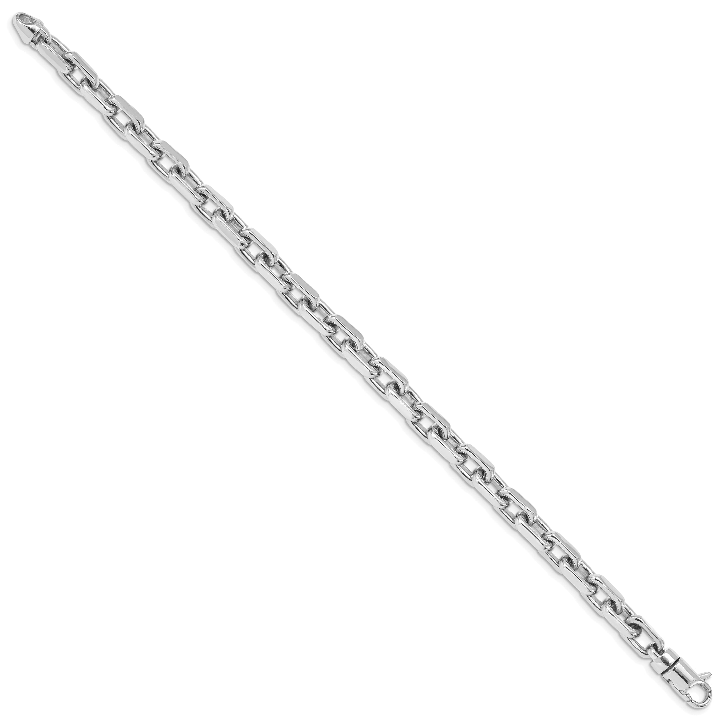 14K White Gold 8.5 inch 7mm Hand Polished Fancy Link with Lobster Clasp Bracelet