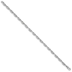 14K White Gold 8.5 inch 5.1mm Hand Polished Fancy Link with Lobster Clasp Bracelet