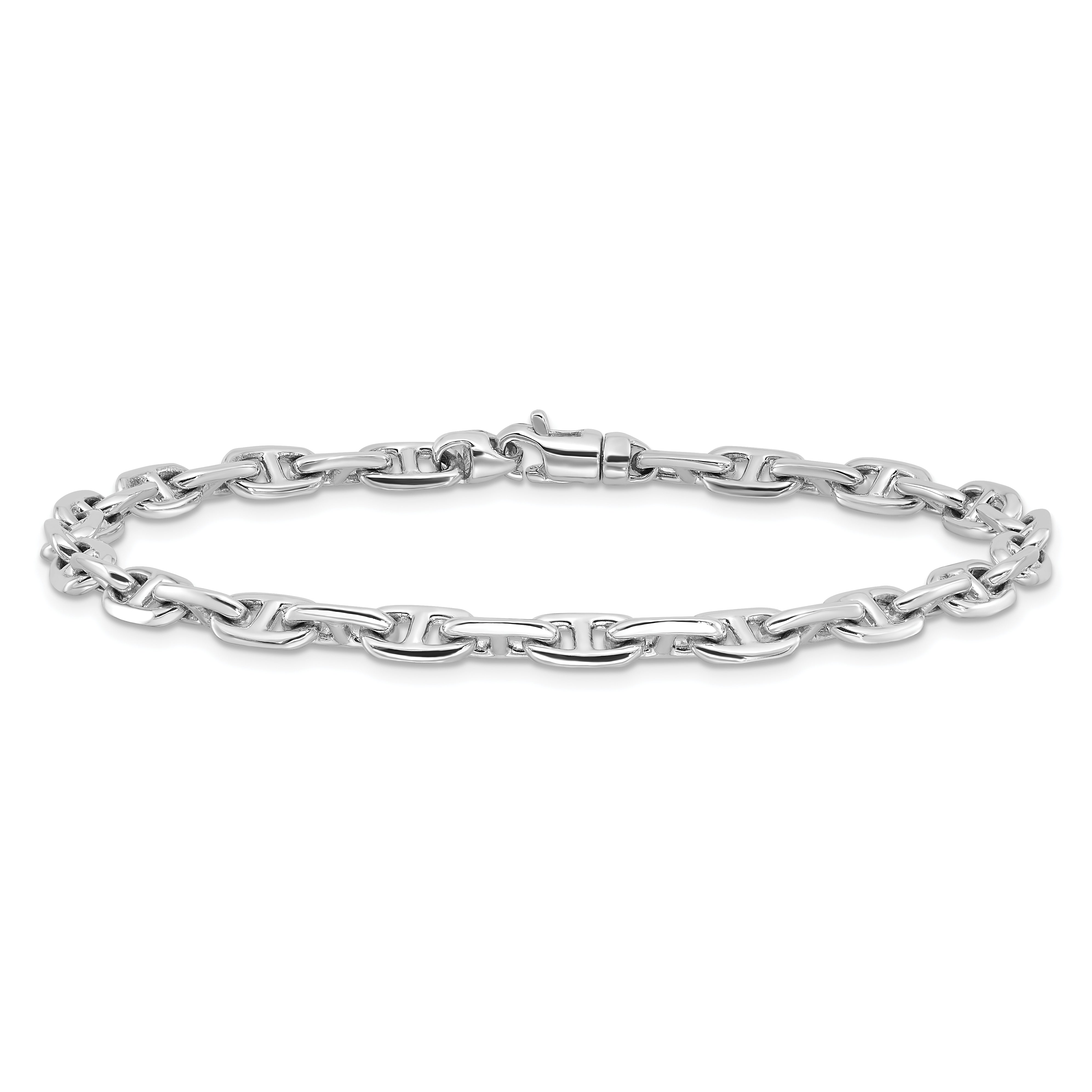 14K White Gold 8.5 inch 5.1mm Hand Polished Fancy Link with Lobster Clasp Bracelet