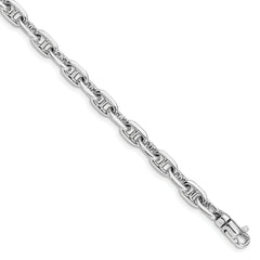 14K White Gold 8.5 inch 5.1mm Hand Polished Fancy Link with Lobster Clasp Bracelet