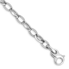 14K White Gold 8.5 inch 6.6mm Hand Polished and Satin Fancy Link with Fancy Lobster Clasp Bracelet