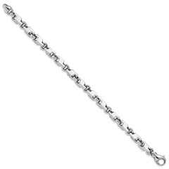 14K White Gold 8.5 inch 6.6mm Hand Polished Fancy Link with Fancy Lobster Clasp Bracelet