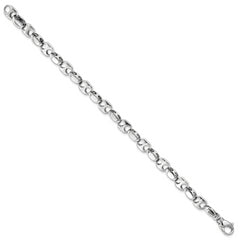 14K White Gold 8.25 inch 7.2mm Hand Polished Fancy Link with Fancy Lobster Clasp Bracelet