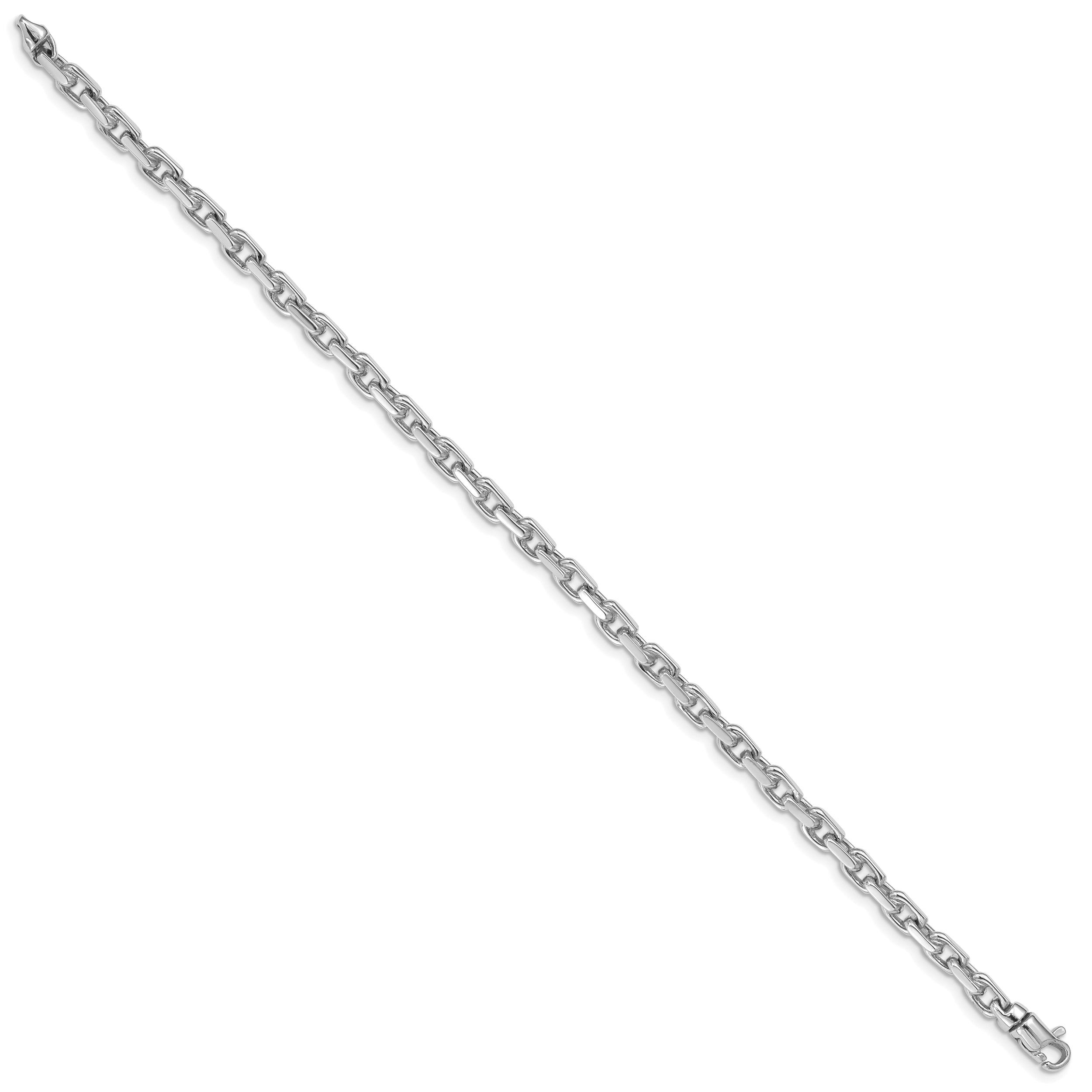 14K White Gold 7.25 inch 4.2mm Hand Polished Fancy Link with Lobster Clasp Bracelet