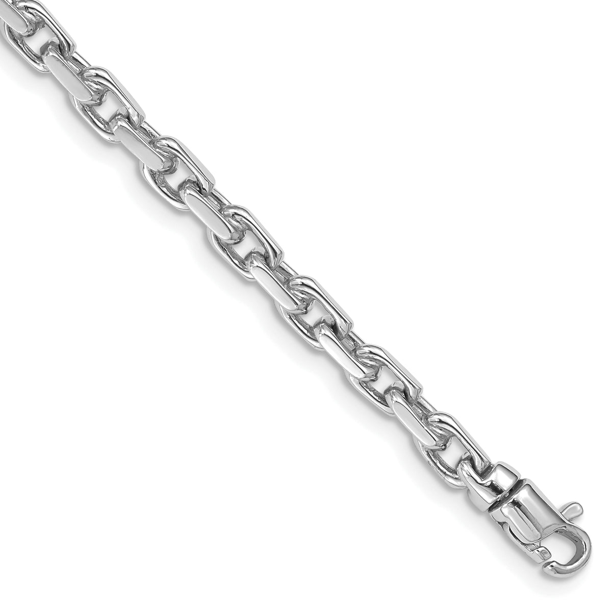 14K White Gold 7.25 inch 4.2mm Hand Polished Fancy Link with Lobster Clasp Bracelet