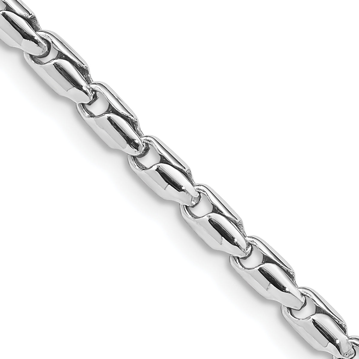 14K White Gold 8.25 inch 3mm Hand Polished Fancy Link with Lobster Clasp Bracelet