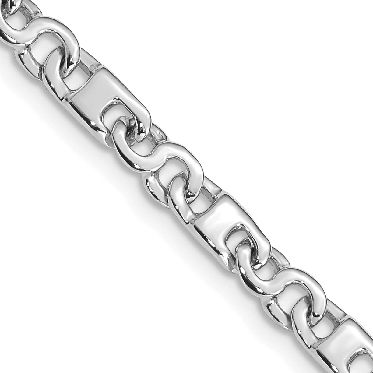 14K White Gold 8 inch 4.4mm Hand Polished Fancy Link with Fancy Lobster Clasp Bracelet