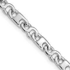 14K White Gold 8 inch 4.4mm Hand Polished Fancy Link with Fancy Lobster Clasp Bracelet