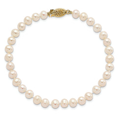 14k 5-6mm White Near Round Freshwater Cultured Pearl Bracelet