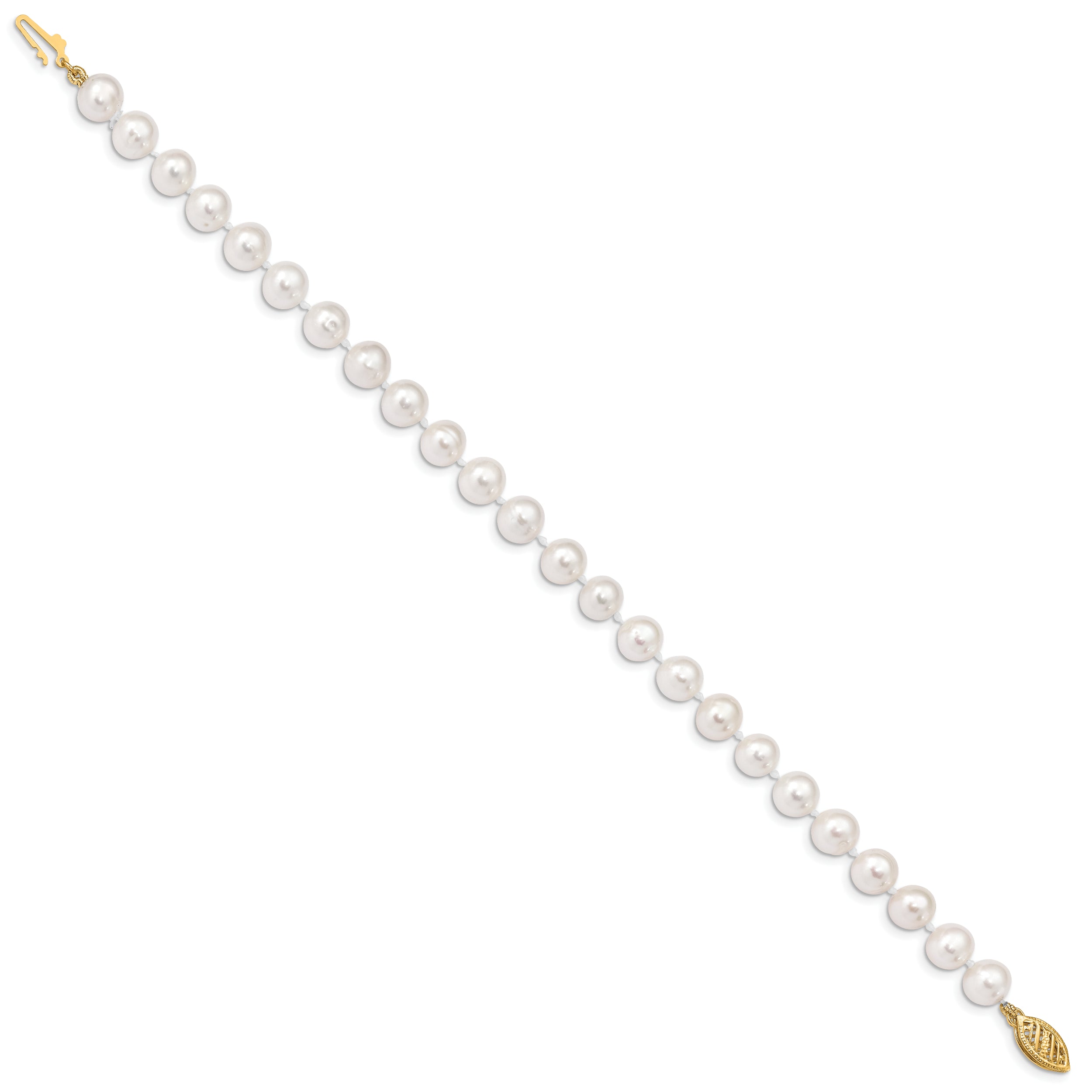 14k 6-7mm White Near Round Freshwater Cultured Pearl Bracelet