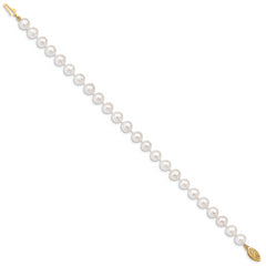 14k 6-7mm White Near Round Freshwater Cultured Pearl Bracelet