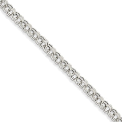 14k White Gold Lite 5mm Double Link Charm Bracelet