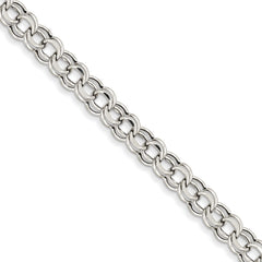 14k White Gold Lite 5.5mm Double Link Charm Bracelet