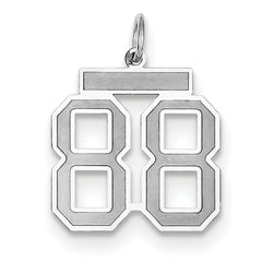 14K White Gold Medium Satin Number 88 Charm