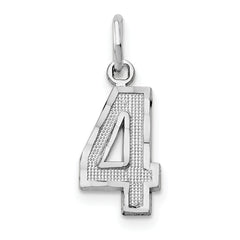 14Kw Casted Small Diamond Cut Number 4 Charm